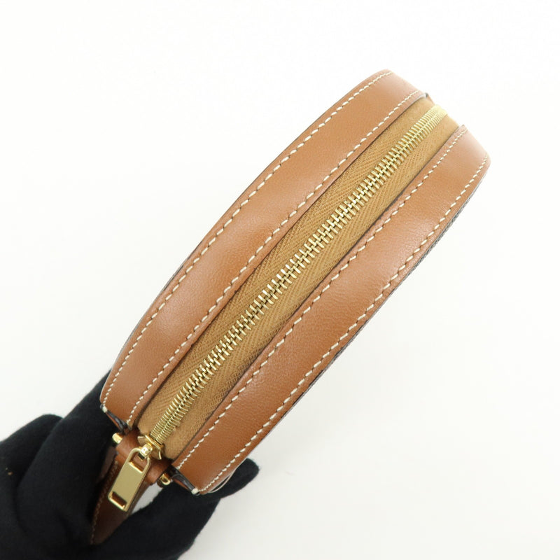 Celine Round Purse On Strap Triomphe Coated Canvas Brown Bag
