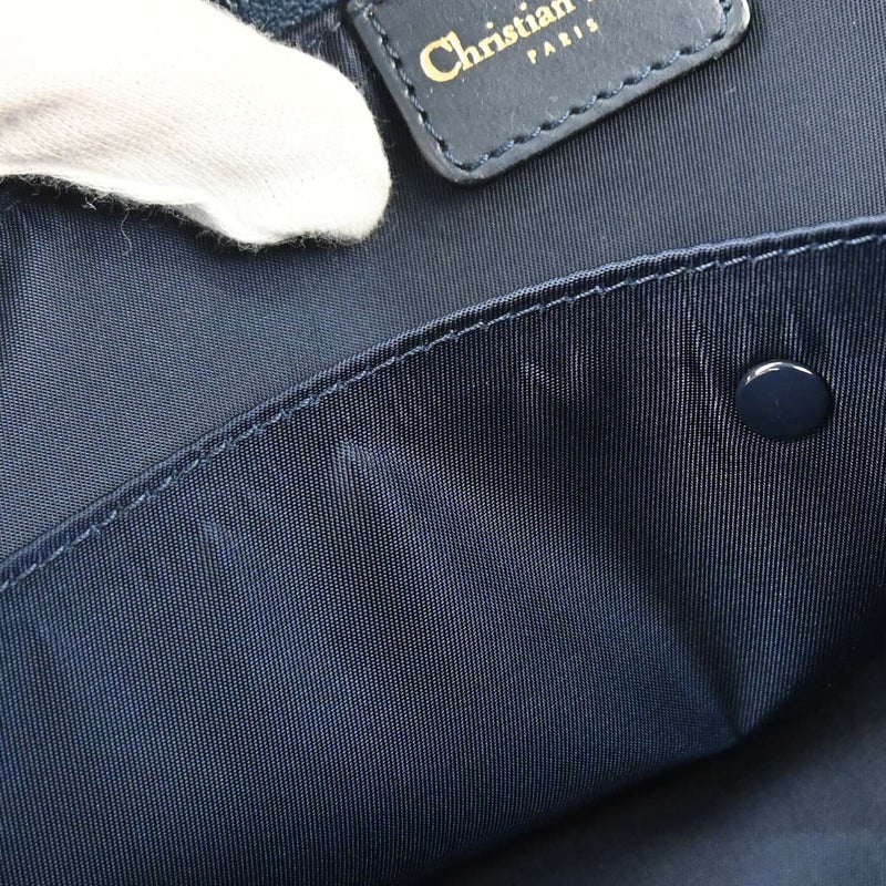 Christian Dior Vintage Saddle Bowler Diorissimo Canvas Navy Bag