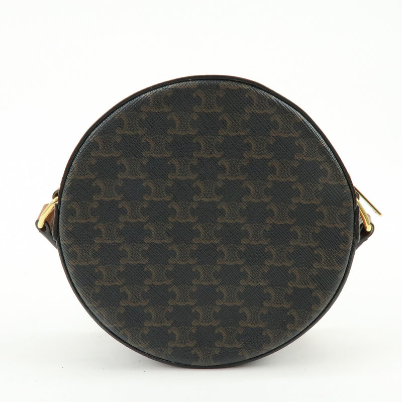 Celine Round Purse On Strap Triomphe Coated Canvas Brown Bag