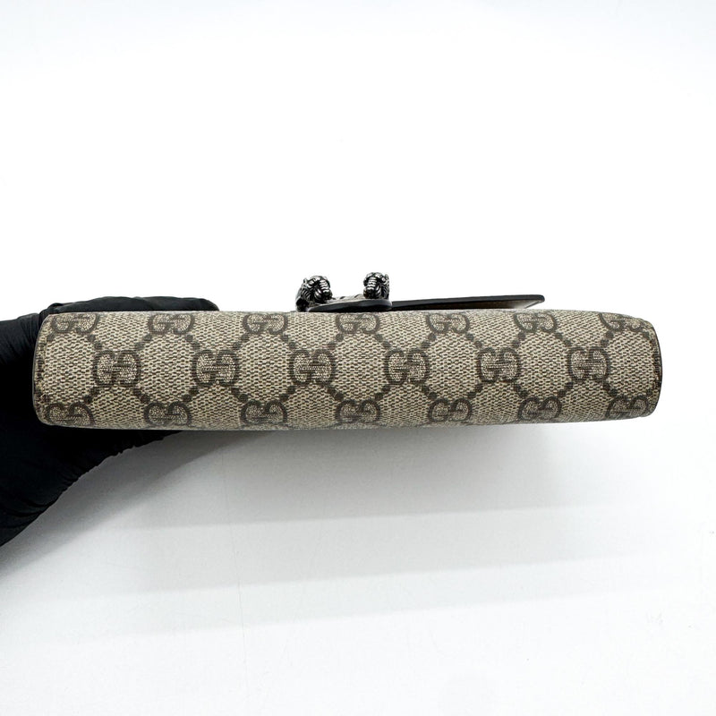 Gucci Dionysus Wristlet Clutch Gg Coated Canvas With Leather Brown