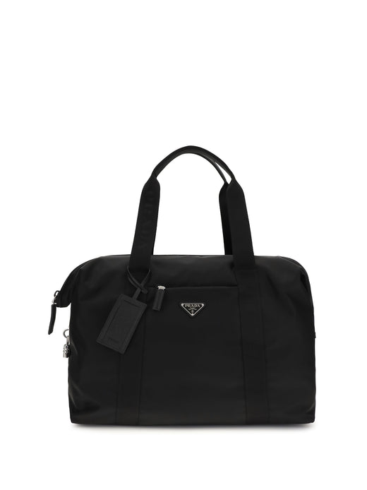 Prada Re-Nylon And Saffiano Leather Top Handle Bag — Black