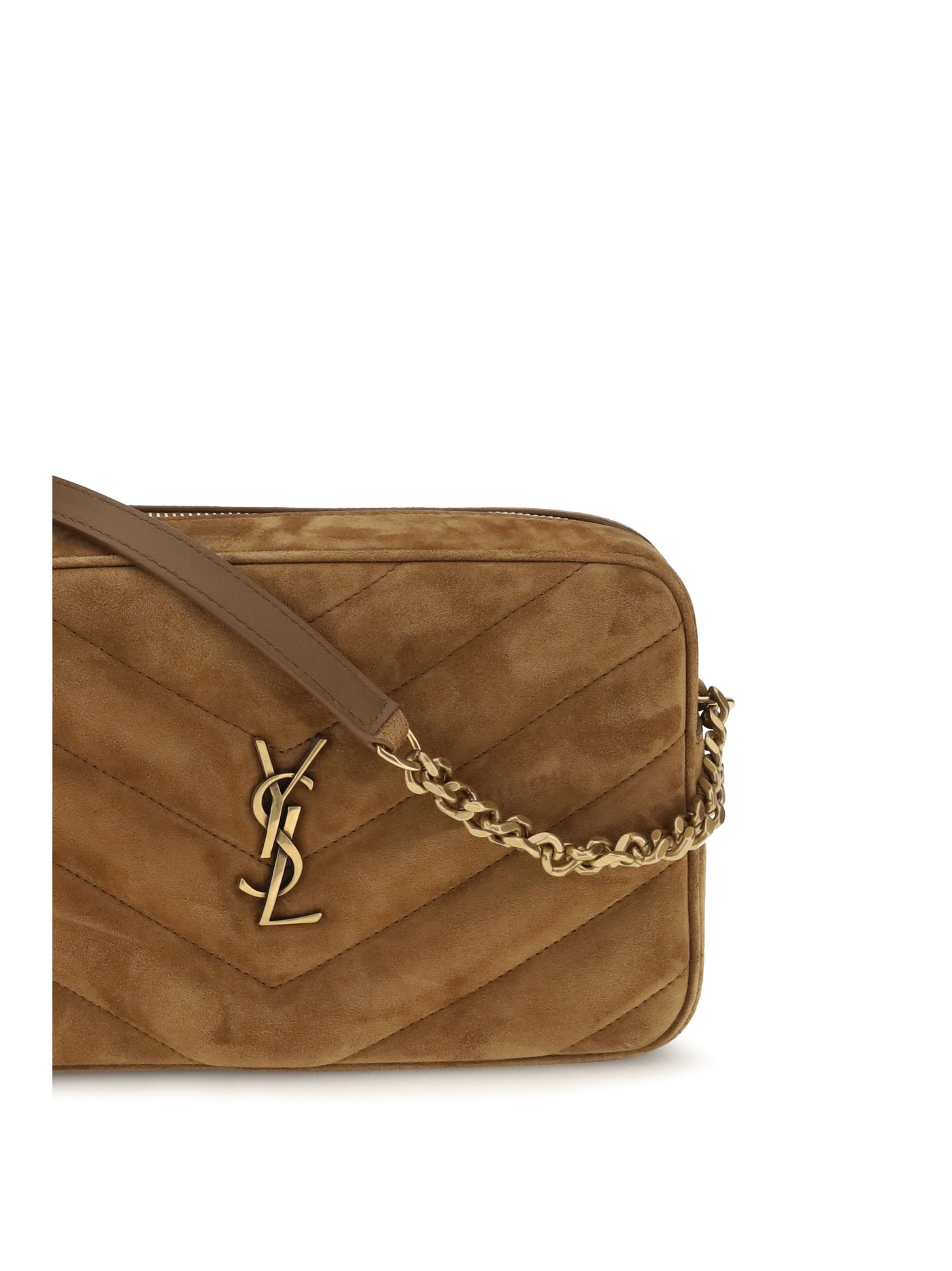 Saint Laurent Loulou Camera Shoulder Bag — Brown Calf Leather