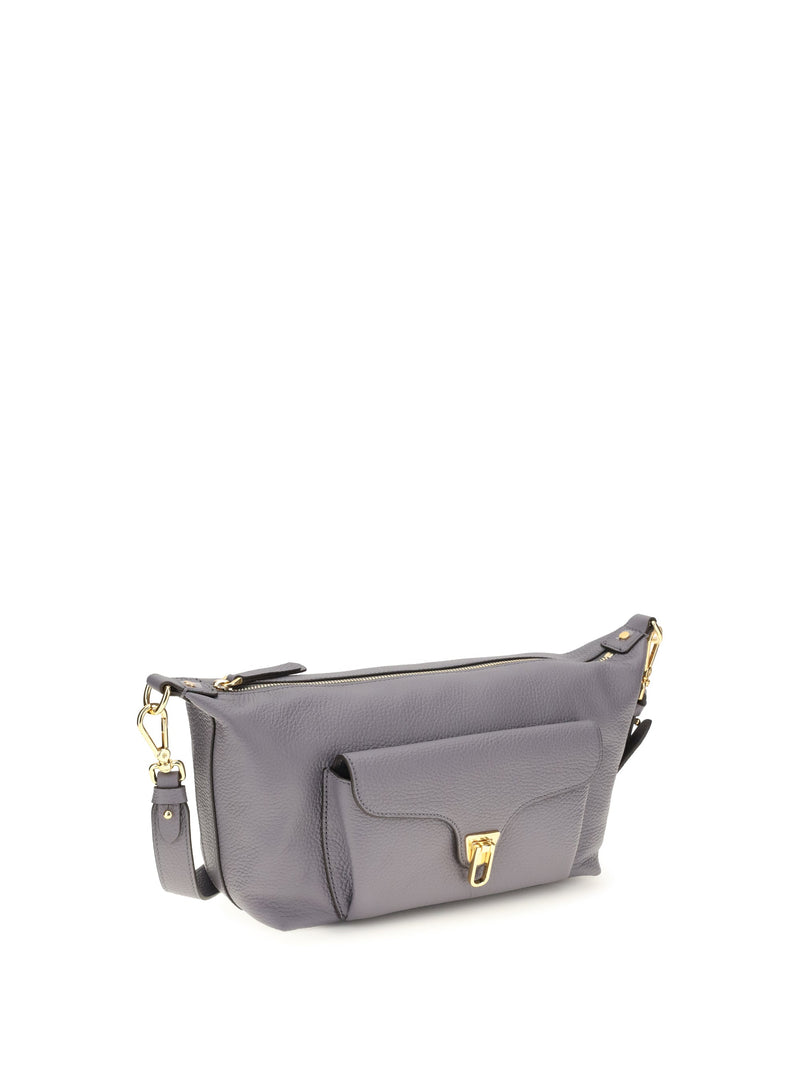 Coccinelle Beat Generation Shoulder Bag — Gray Calf Leather Bos Taurus
