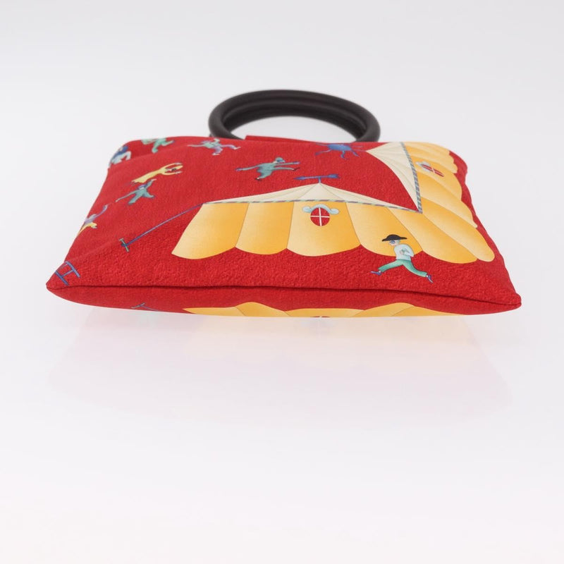 Bvlgari Handbag Canvas Red Silk Bag
