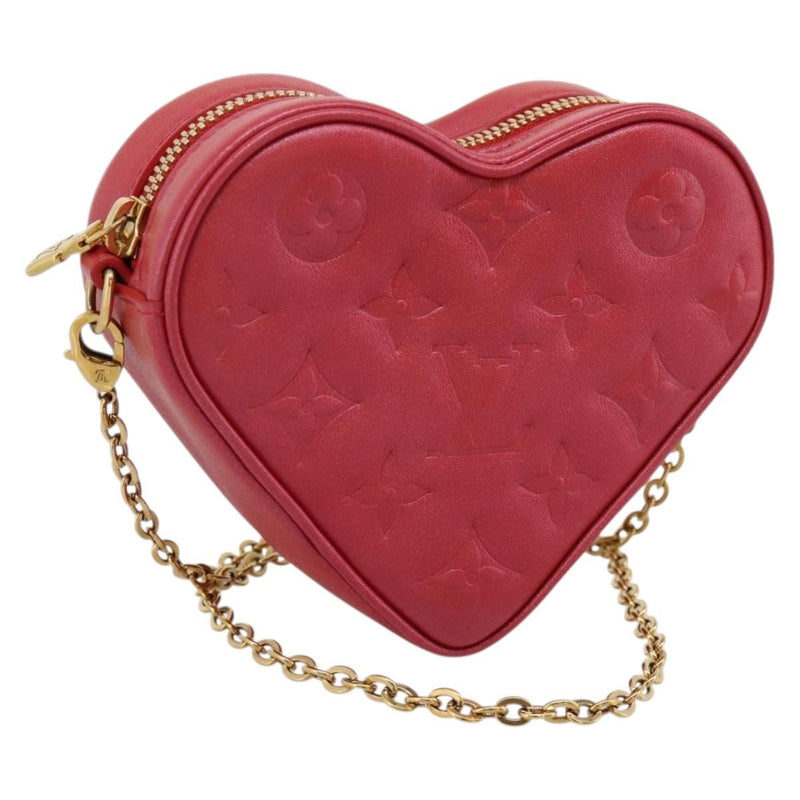Louis Vuitton Coeur Heart On Chain Monogram Embossed Lambskin Red Leather Bag