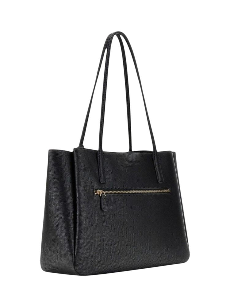 Guess Structured Polyurethane Tote Bag — Black