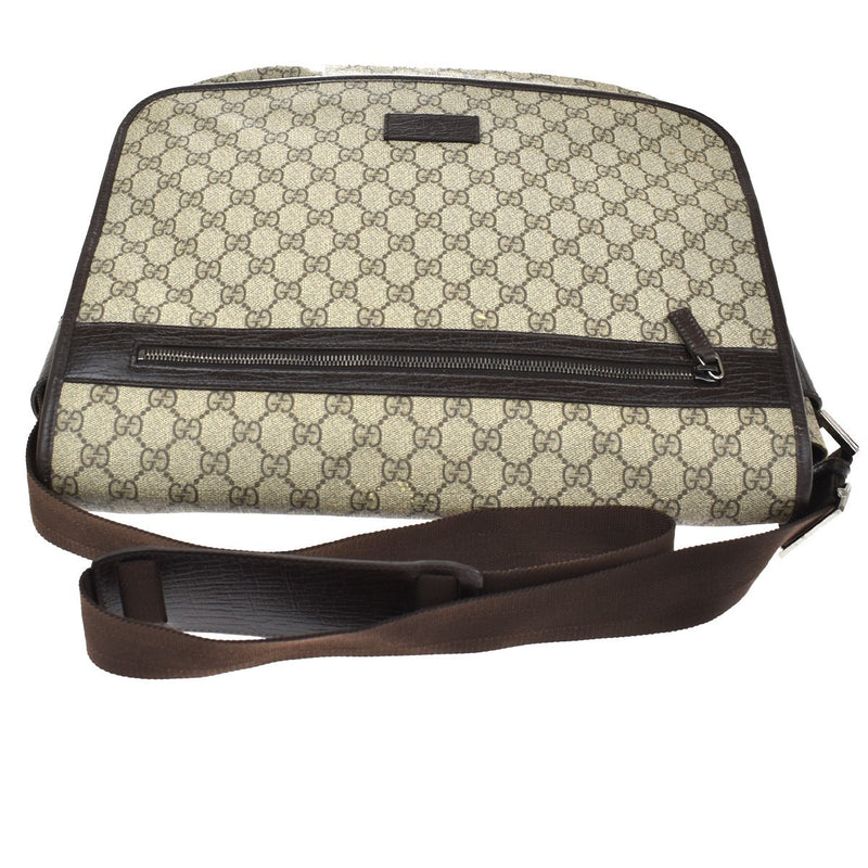 Gucci Web Strap Messenger Gg Coated Canvas Brown Leather