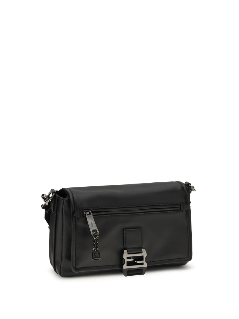 Fendi Flux Messenger Shoulder Bag — Black Calf Leather Bos Taurus