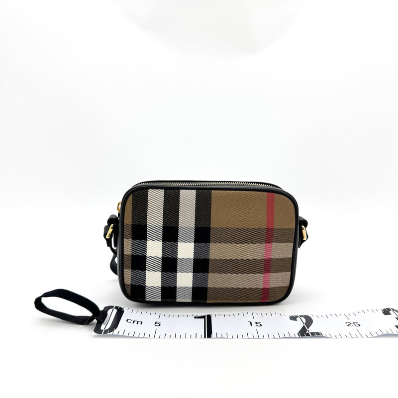 Burberry Camera Vintage Check Canvas Black Bag