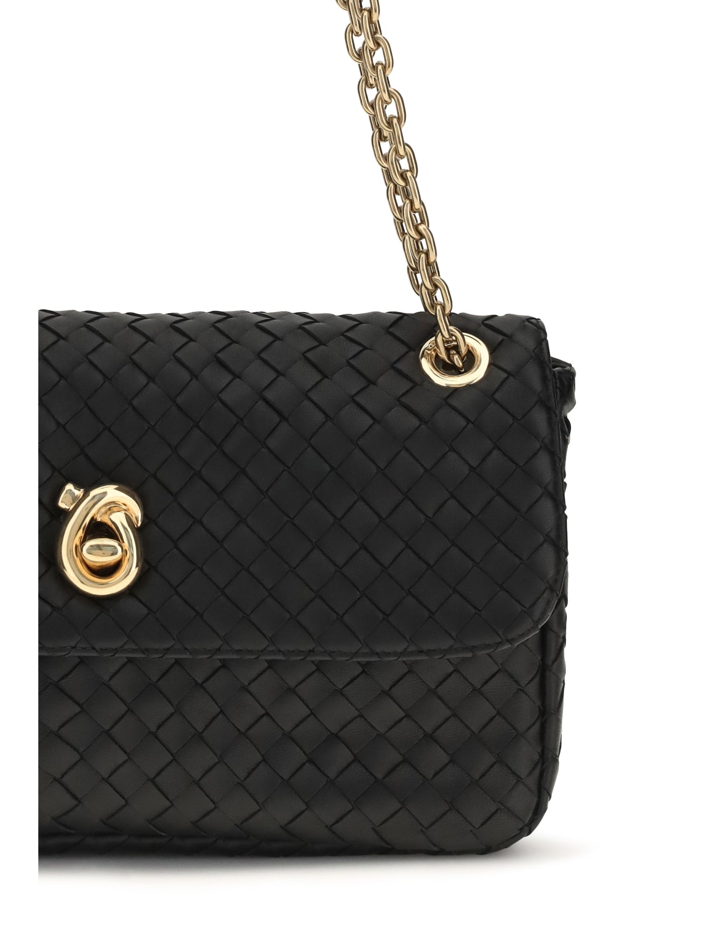 Bottega Veneta Intreccio Shoulder Bag — Black Lamb Leather