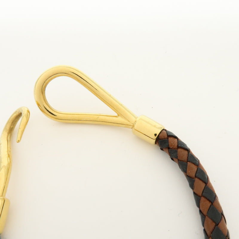 Hermes Jumbo Hook Braided Leather And Metal Brown Bijoux