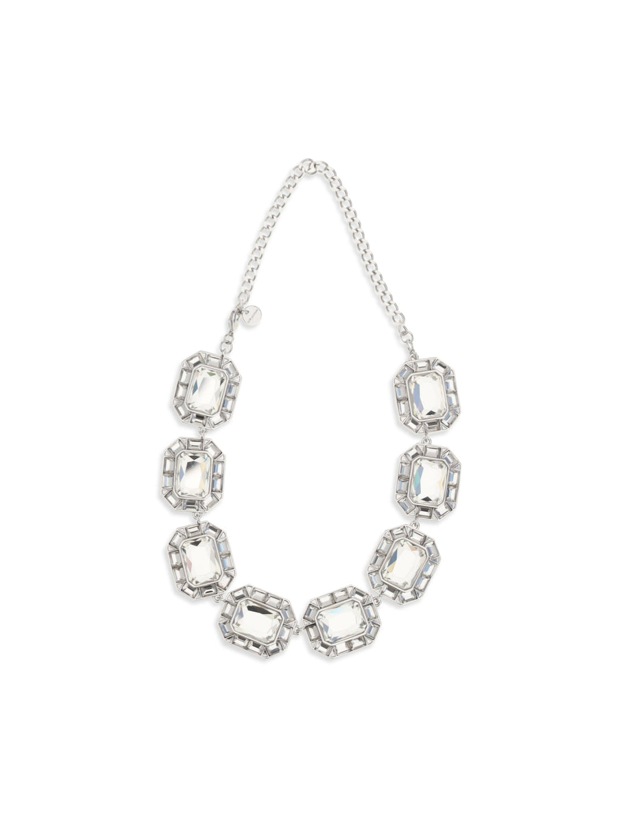 Self-Portrait Crystal-Embellished Necklace — Silver Brass Necklaces