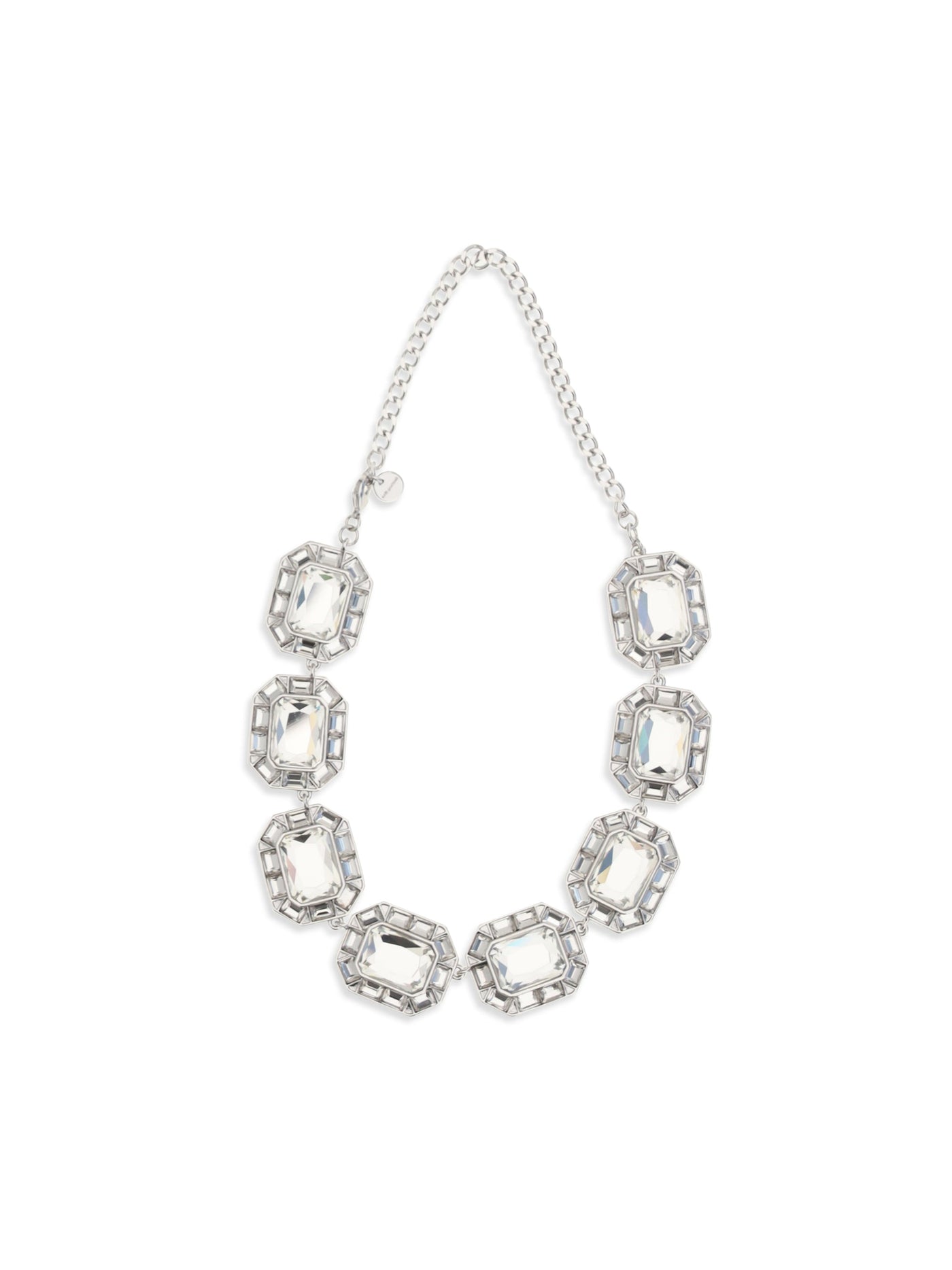 Self-Portrait Crystal Statement Necklace — Silver Brass Necklaces