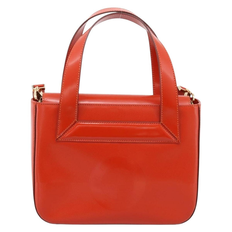 Celine Top Handle Leather Orange Bag