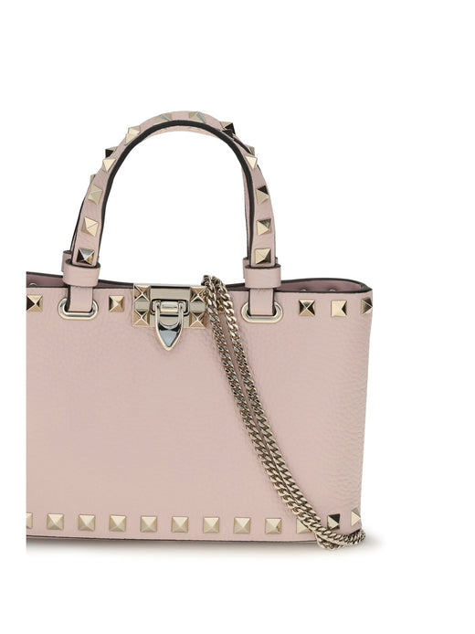 Valentino Garavani Rockstud Shopping Top Handle Bag — Pink Calf Leather