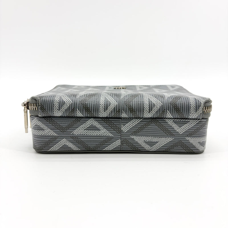 Christian Dior Double Zip Cd Diamond Coated Canvas Gray Bag