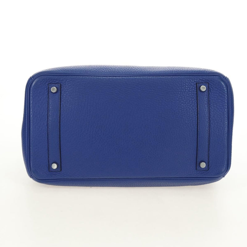Hermes Birkin Blue Clemence With Palladium Hardware Leather Bag