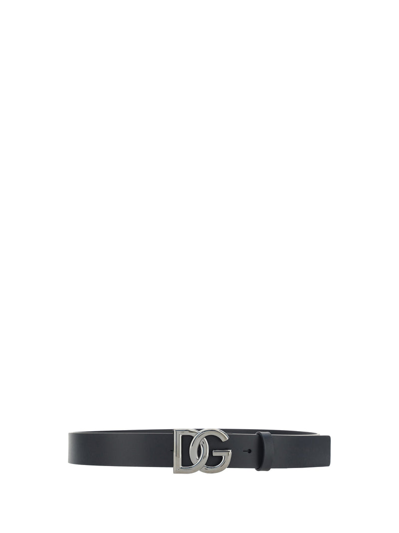 Dolce & Gabbana Logo-Embellished Calf Leather Belt — Black Bos Taurus