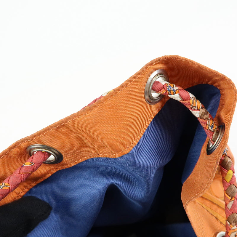 Hermes Soie Cool Printed Silk And Calfskin Orange Bag