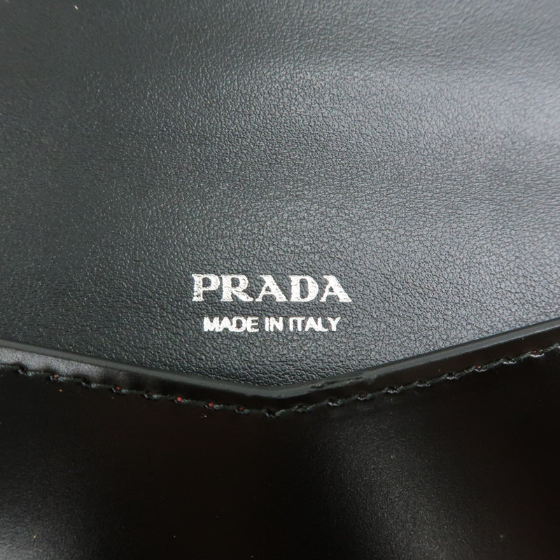 Prada Envelope Logo Clutch Spazzolato Leather Black