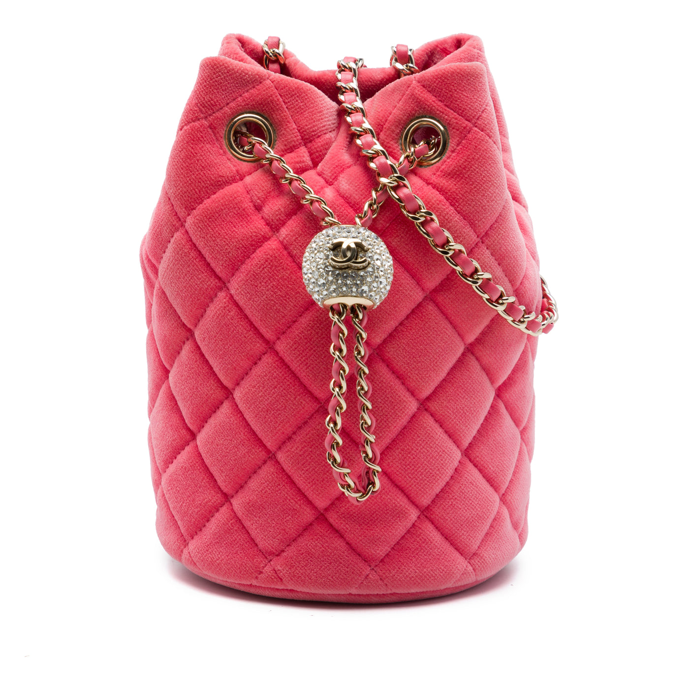 Mini Velvet Crystal Pearl Crush Bucket Bag - Image 1