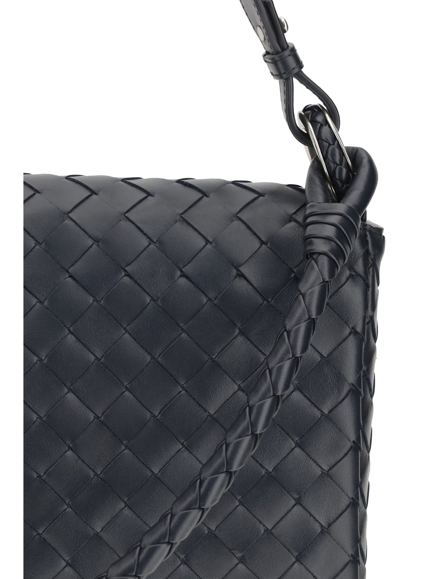 Bottega Veneta Intrecciato Woven Calf Leather Shoulder Bag — Black