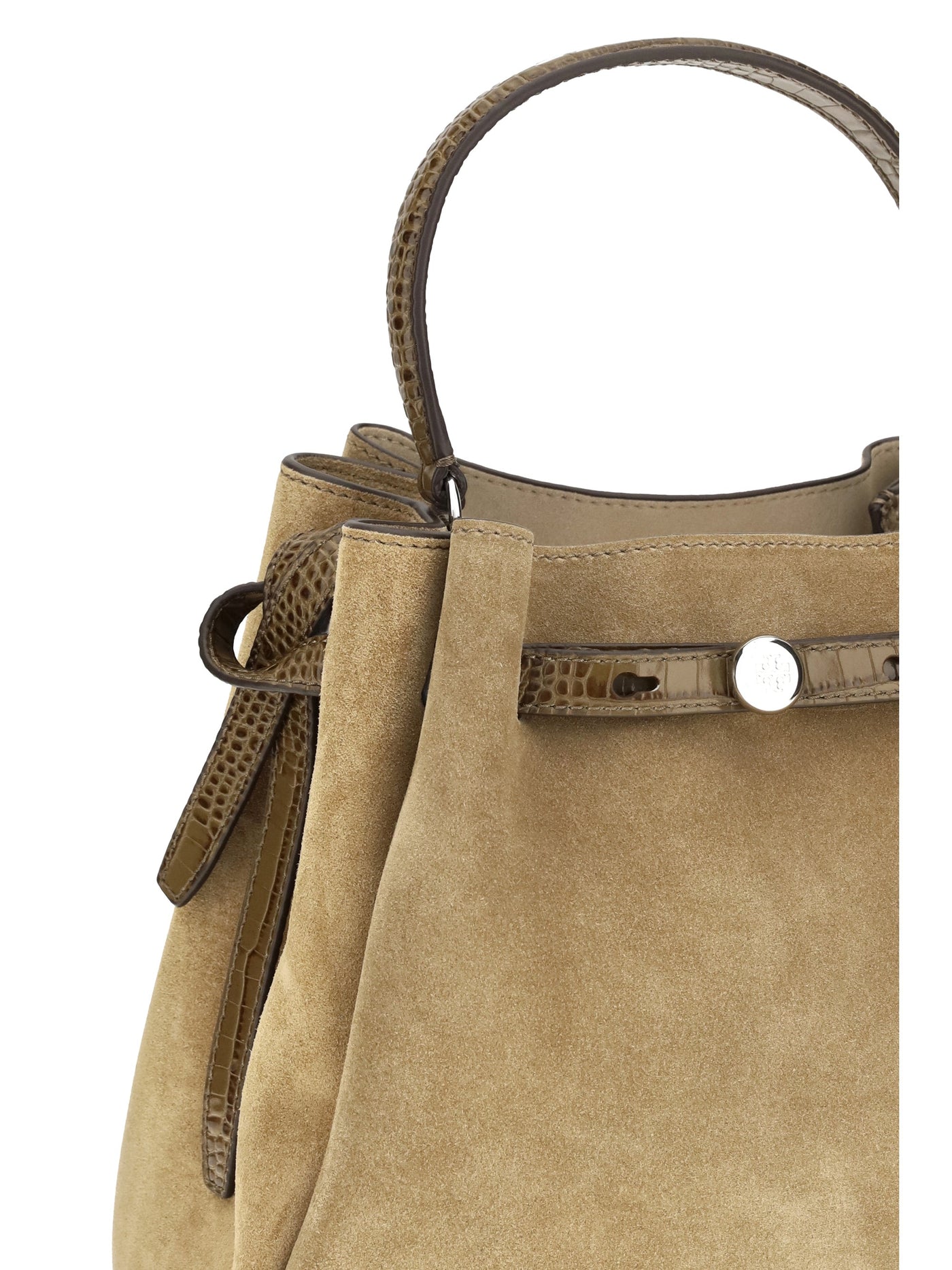 Tory Burch Bucket Bag — Beige Suede