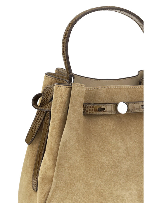 Tory Burch Bucket Bag — Beige Suede