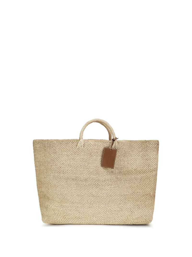 Manebi Saona Tote Bag — Beige Raffia
