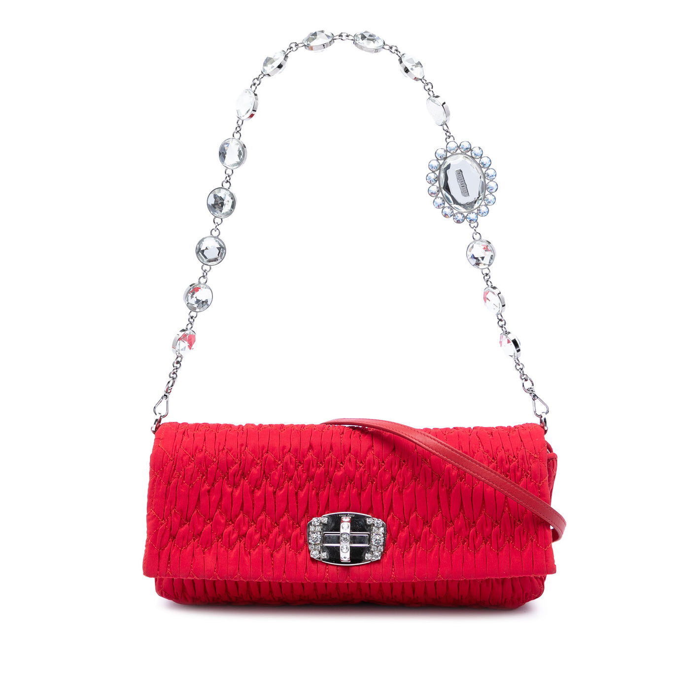 Matelasse Nylon Crystal Chain Satchel - Image 1