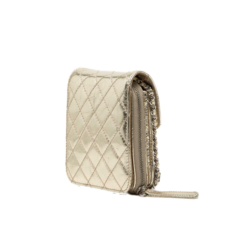 Quilted Metallic Aged Calfskin Clams Wallet on Chain - Image 2