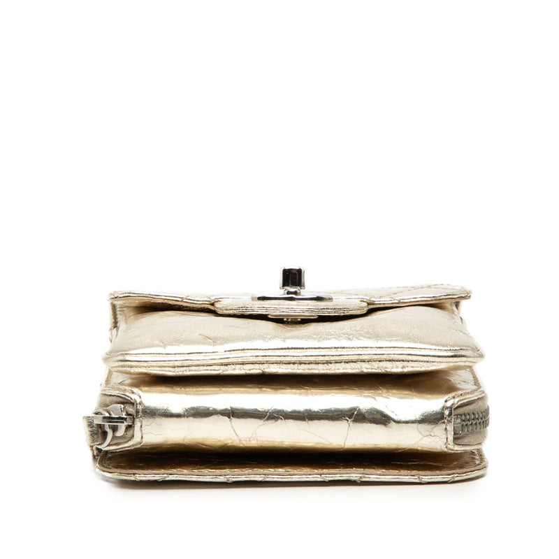 Quilted Metallic Aged Calfskin Clams Wallet on Chain - Image 3
