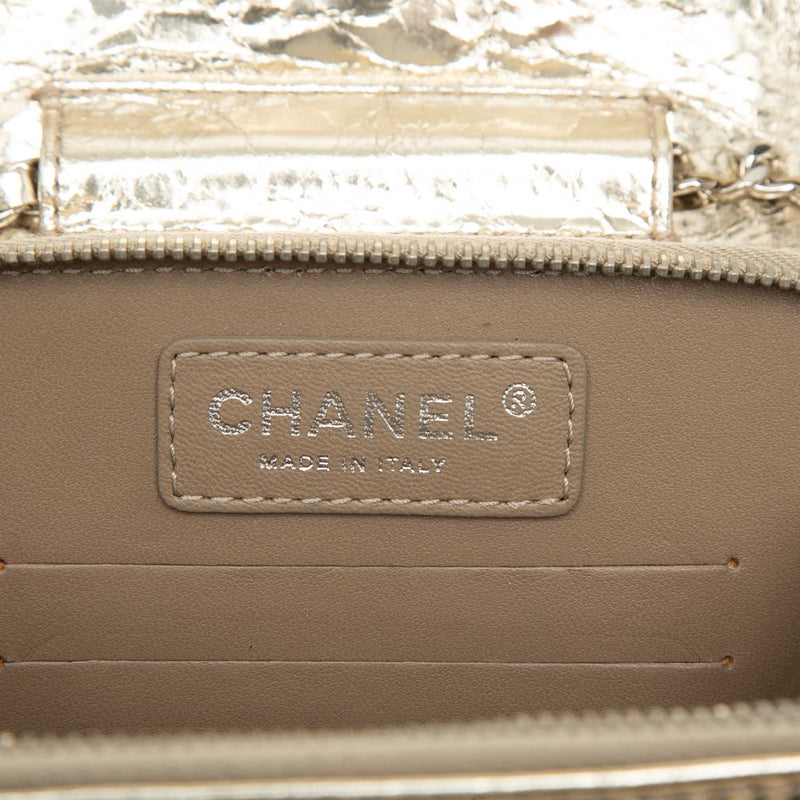 Quilted Metallic Aged Calfskin Clams Wallet on Chain - Image 5