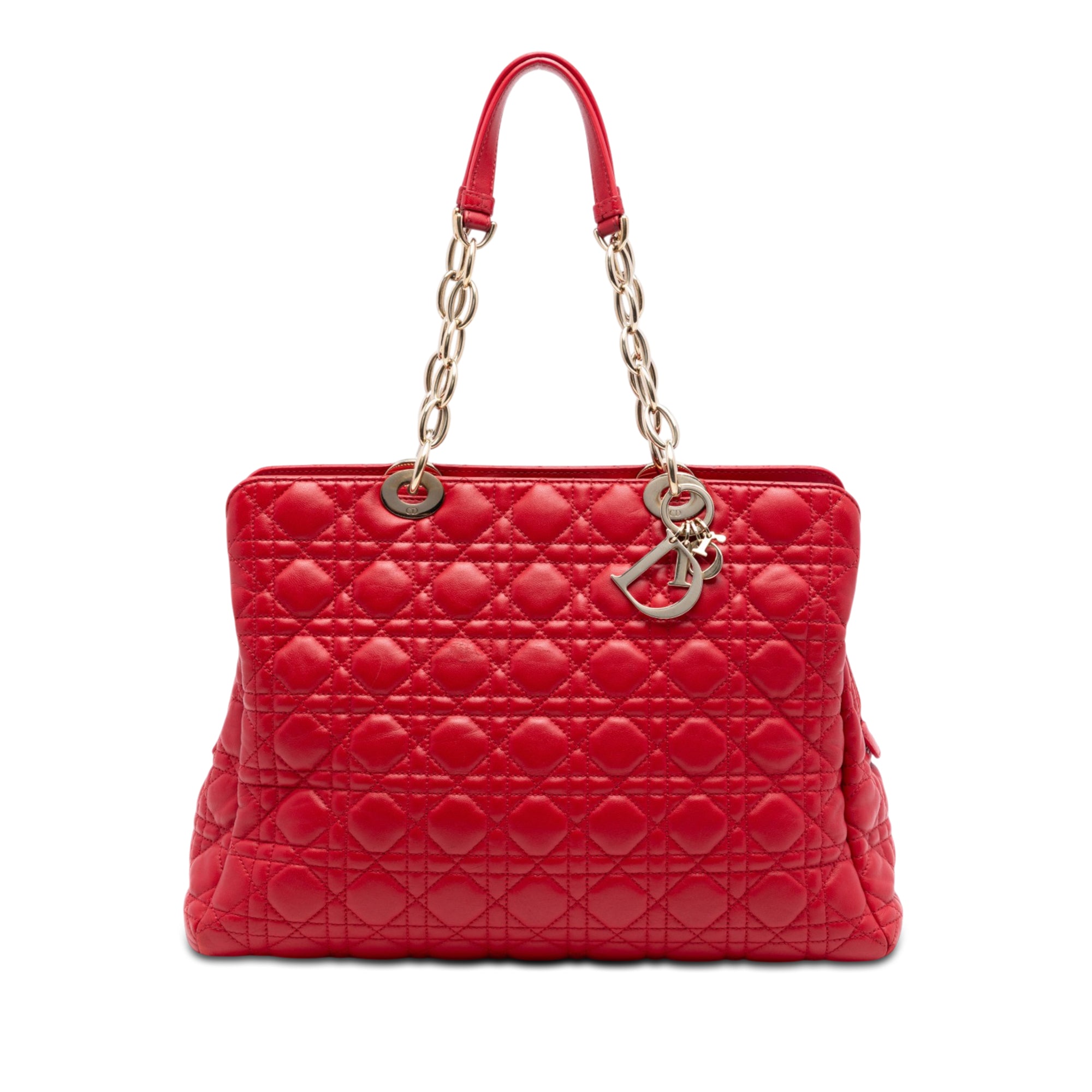 Large Lambskin Cannage Soft Zipped Lady Dior Shopping Tote - Image 1