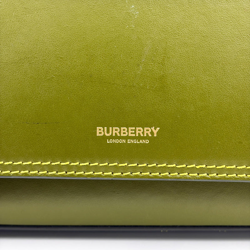 Burberry Title Pocket Leather Green Calfskin Bag