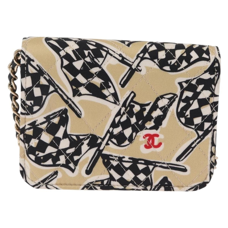Chanel Flap Card Holder On Chain Quilted Printed Canvas Multicolour Bag