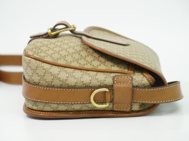 Celine Vintage Macadam Canvas And Leather Beige Bag