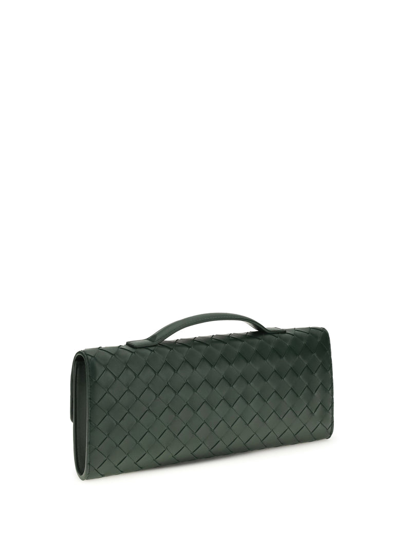 Bottega Veneta Andiamo Clutch — Green Lambskin Leather