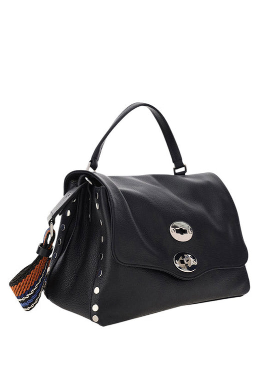 Zanellato Postina Daily Top Handle Bag — Black Calf Leather