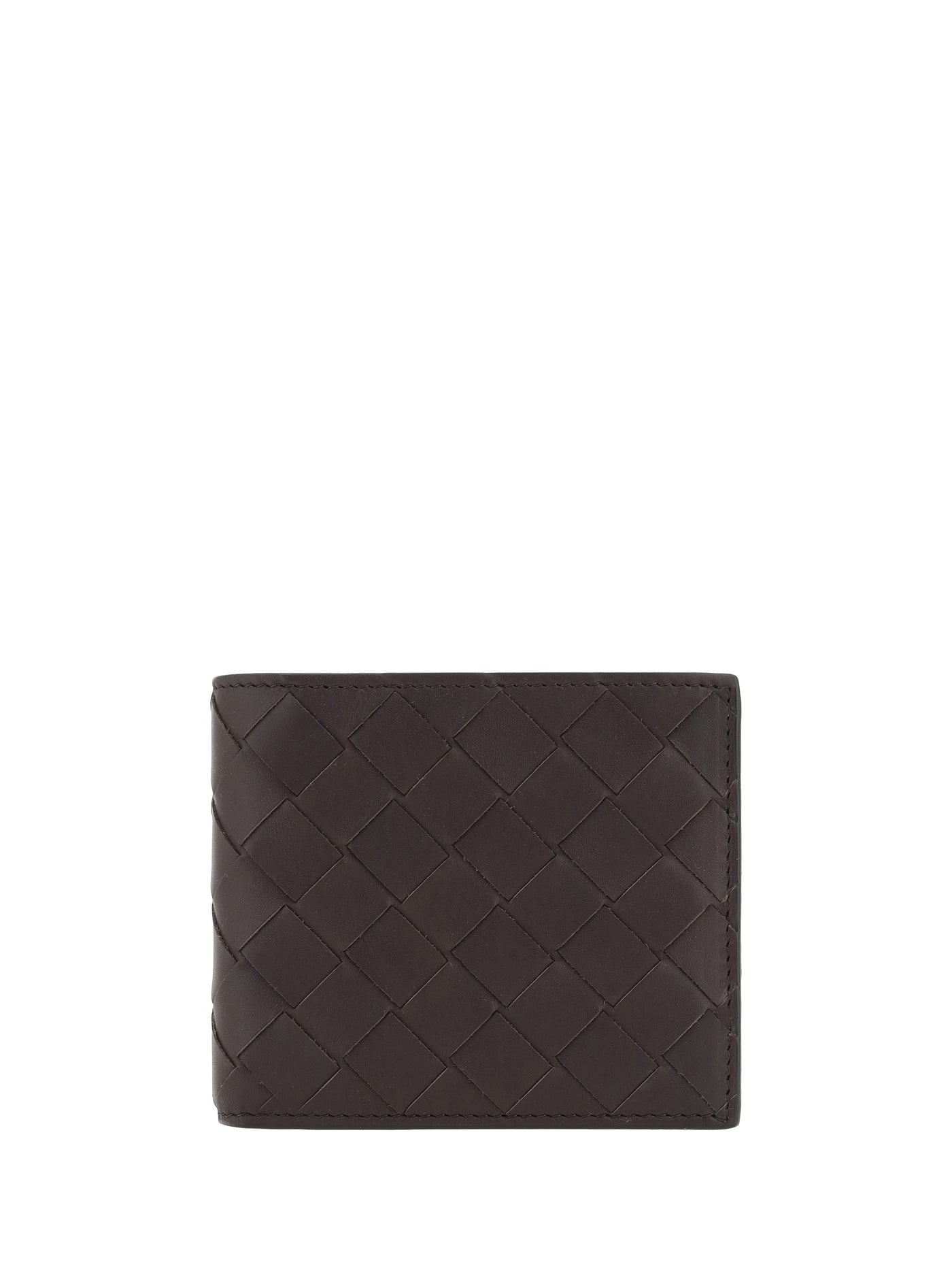 Bottega Veneta Intrecciato Woven Leather Wallet — Silver