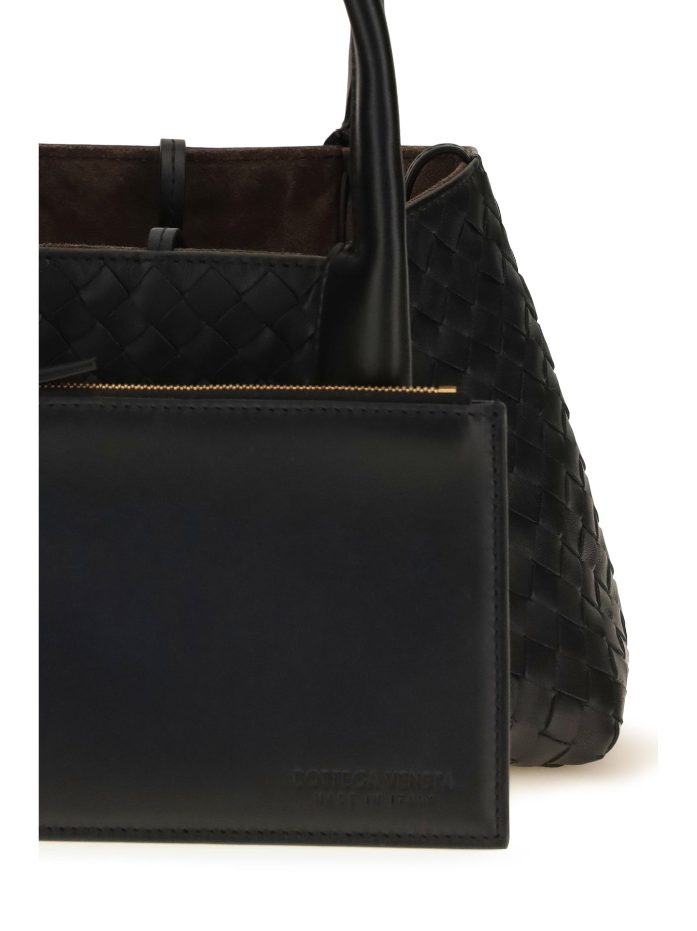 Bottega Veneta Pinacoteca Shoulder Bag — Black Calf Leather