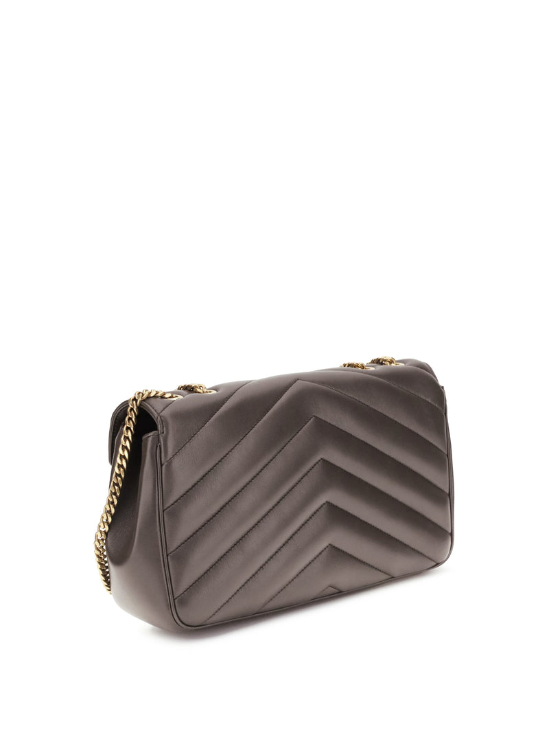 Saint Laurent Loulou Shoulder Bag — Gray Lamb Ovis Aries