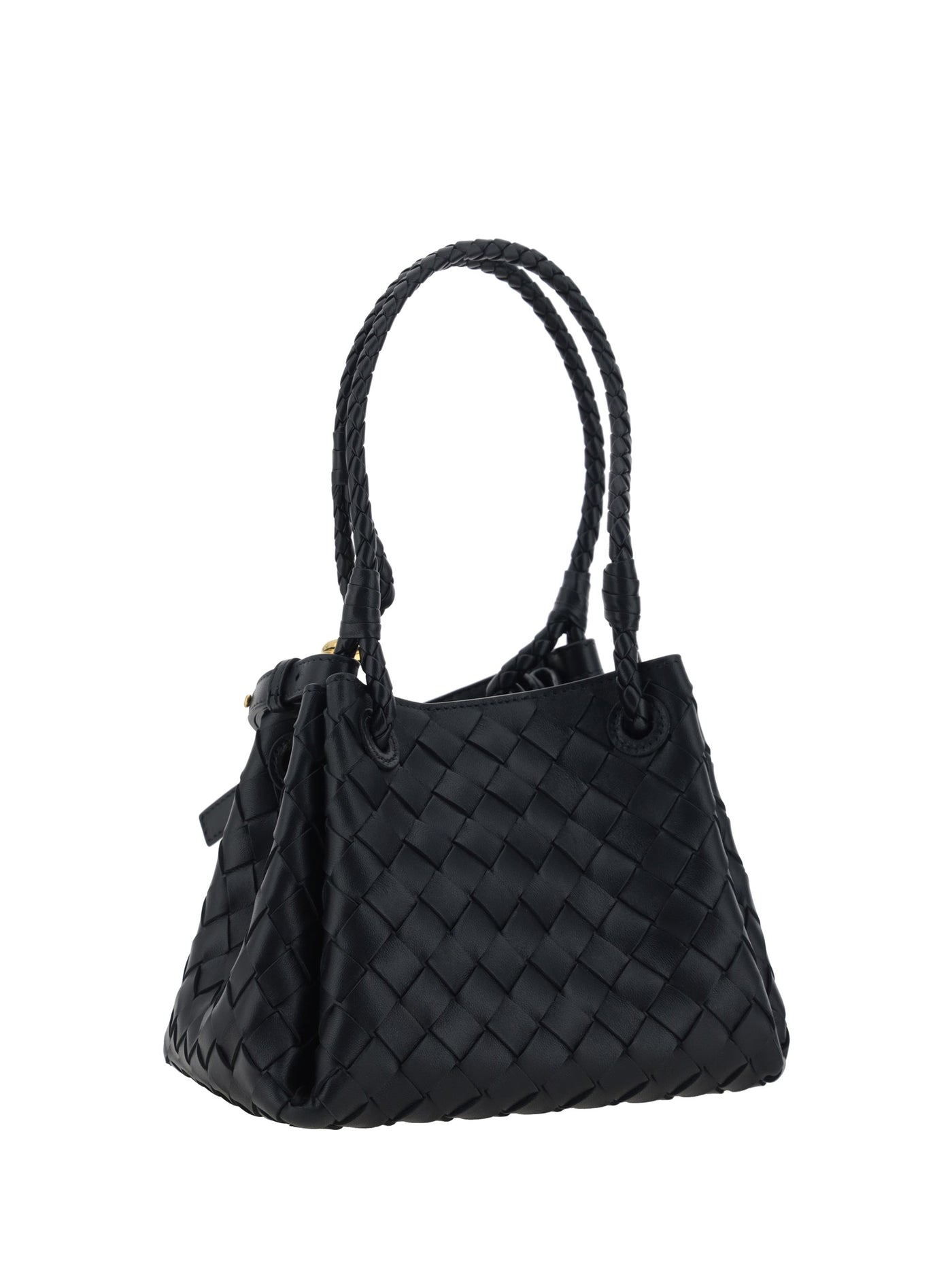 Bottega Veneta Parachute Shoulder Bag — Black Lambskin