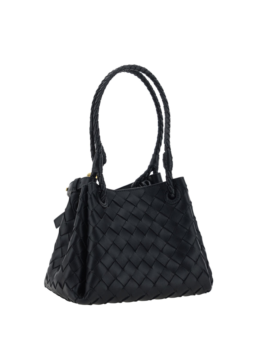 Bottega Veneta Parachute Shoulder Bag — Black Lambskin