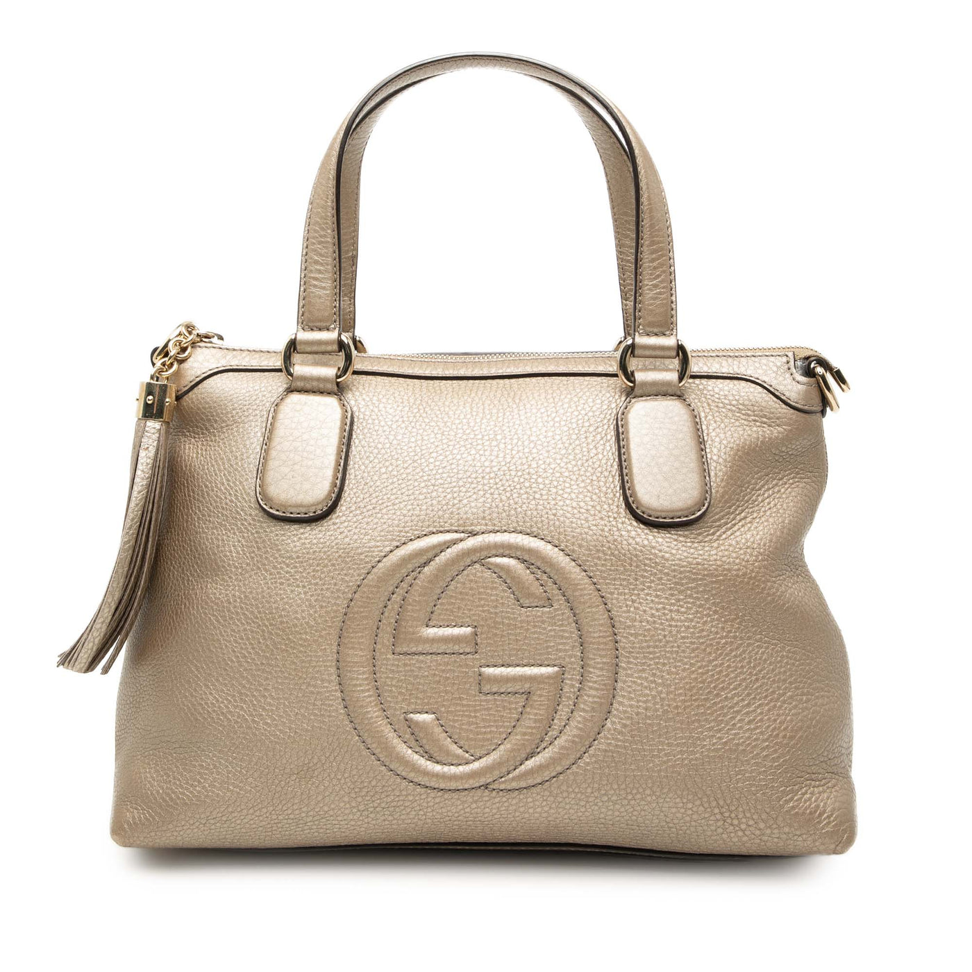 Small Metallic Leather Soho Working Satchel - Image 1