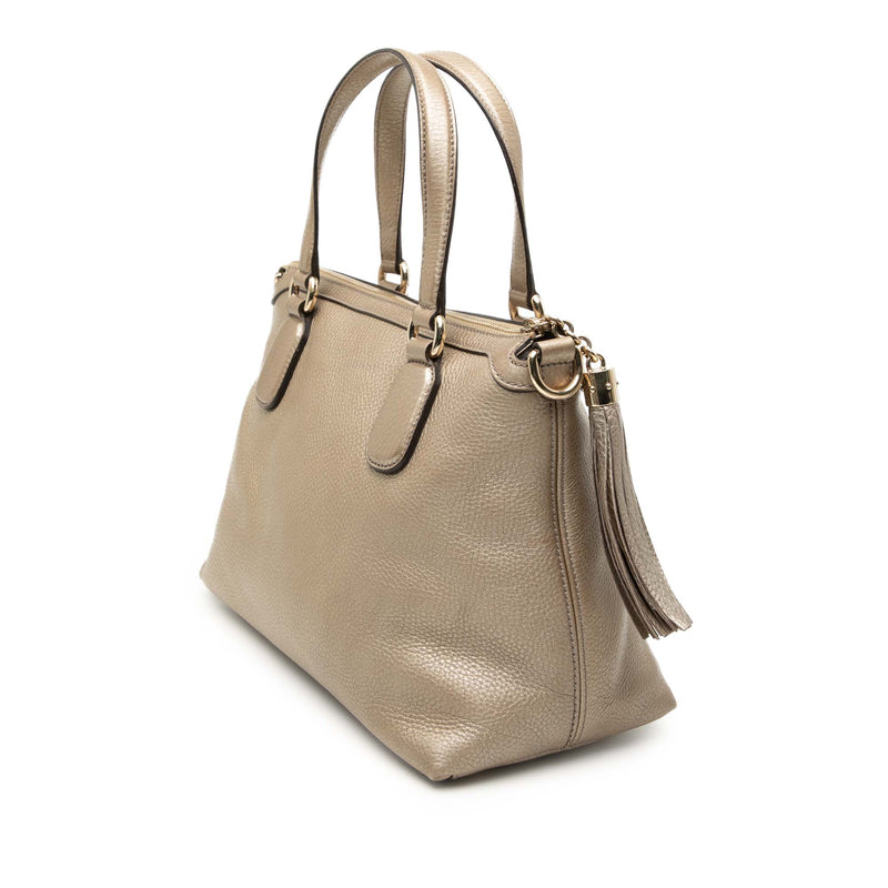Small Metallic Leather Soho Working Satchel - Image 2