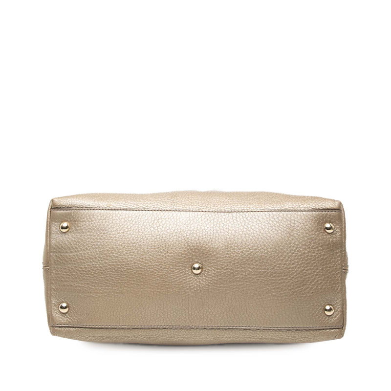 Small Metallic Leather Soho Working Satchel - Image 3