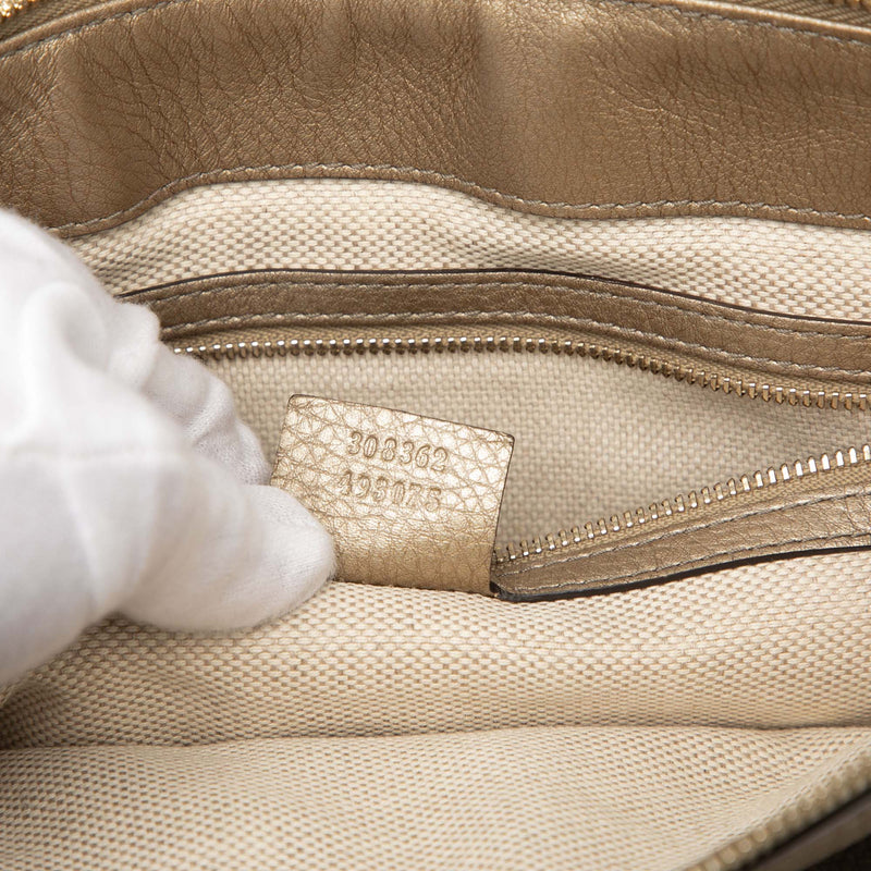 Small Metallic Leather Soho Working Satchel - Image 6