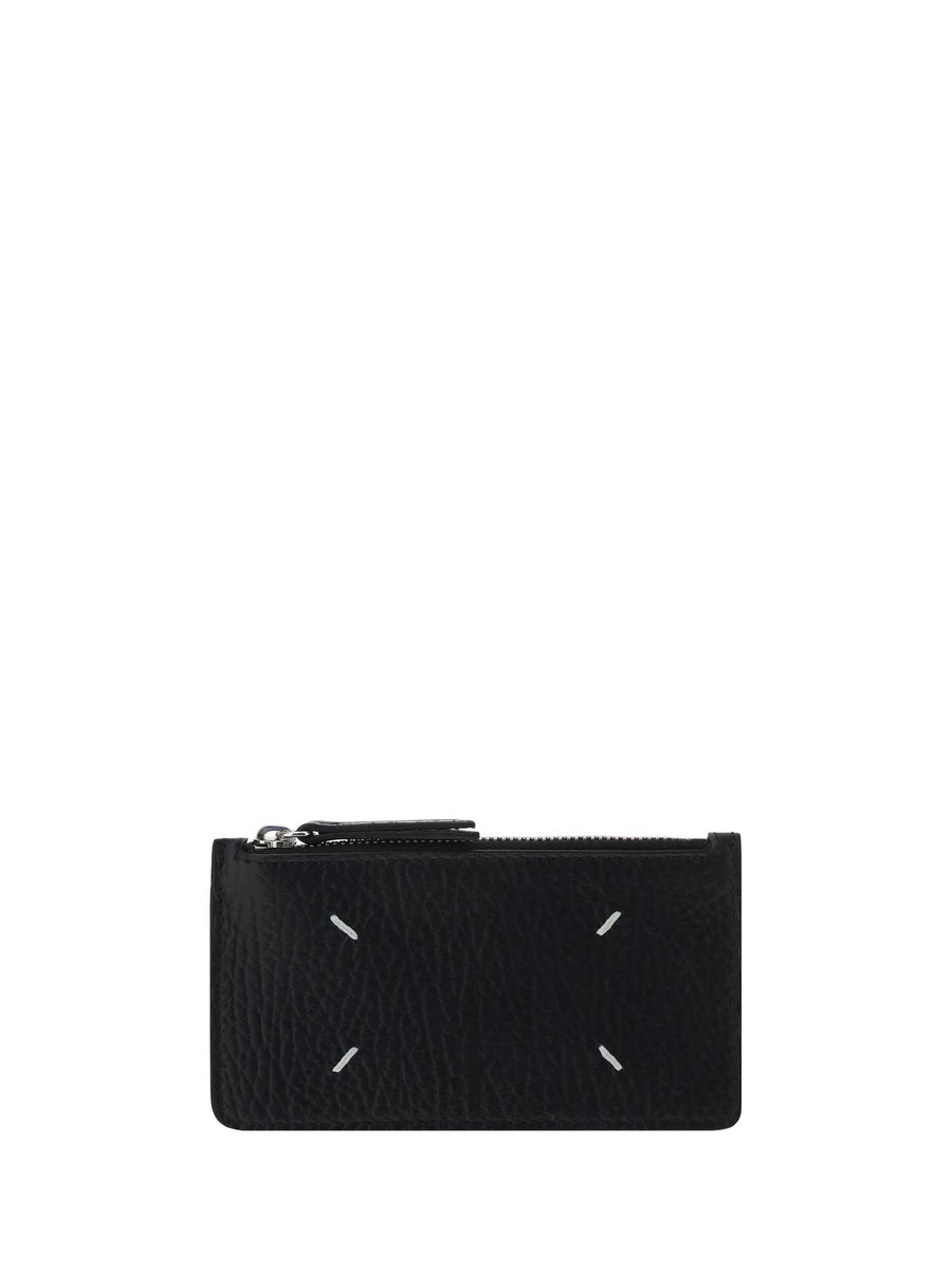 Maison Margiela Four-Stitch Grained Calf Card Case — Black Leather Bos Taurus Cases