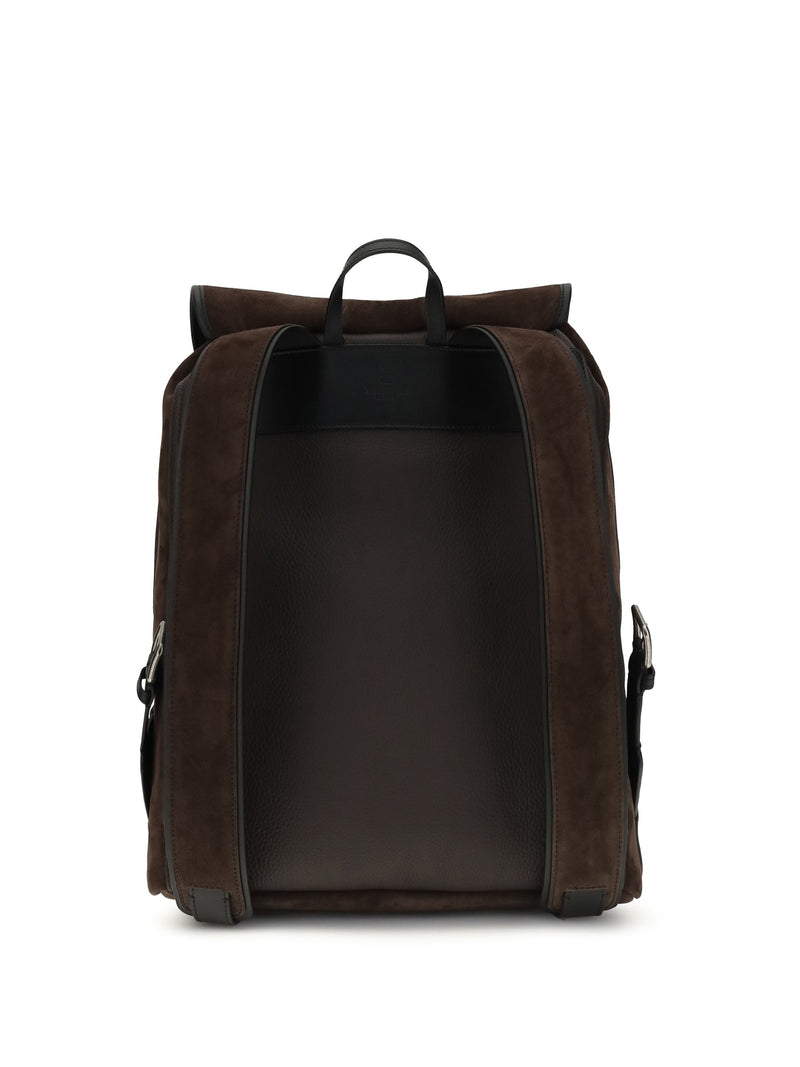 Valentino Garavani Antibes Backpack — Brown Calf Leather Bos Taurus Hand Bags